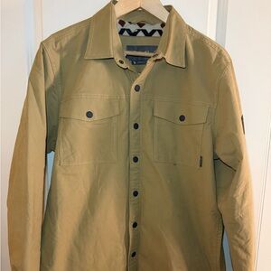 Eddie Bauer Outdoor Voyager Fleece-Lined Shacket Tan Mens Sz M Cozy Shirt Jacket